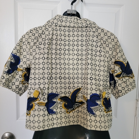 Vintage Anthropologie Taikonhu Blue Bird Cropped Jacket - Picture 2 of 16